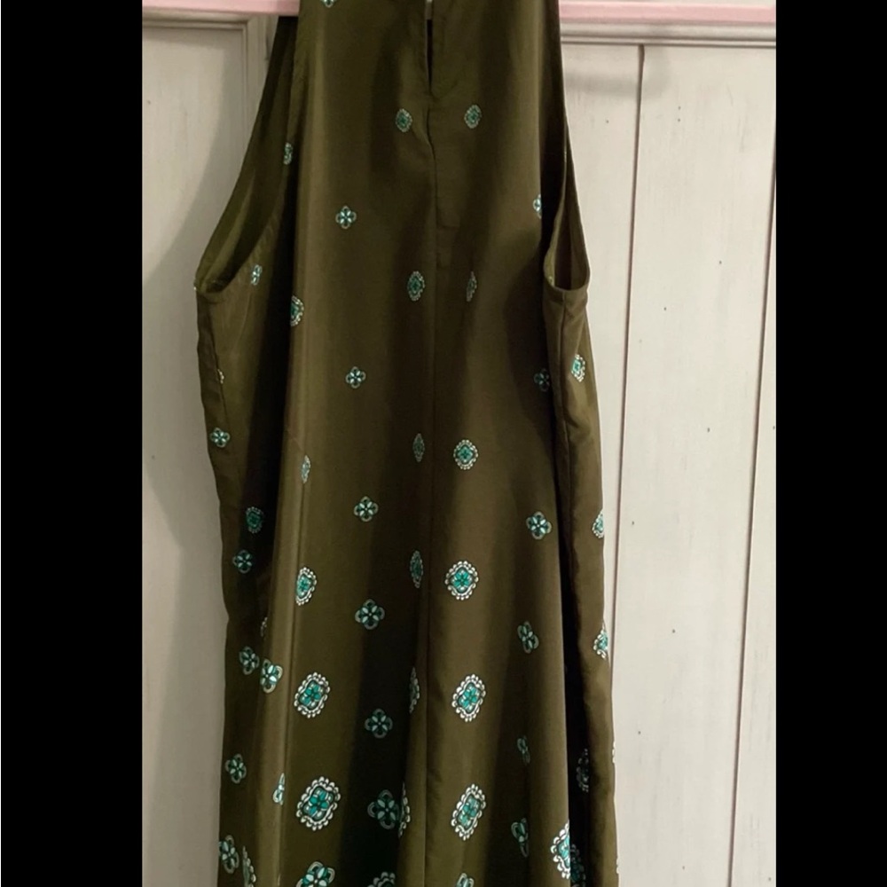 Old Navy Halter Dress – Olive Green Boho Print, Size Small